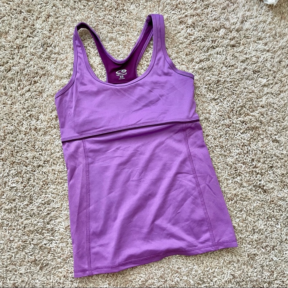 Bright purple workout tank
